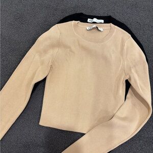 Black and tan Zara crop shirt 
(Comes with both colors)